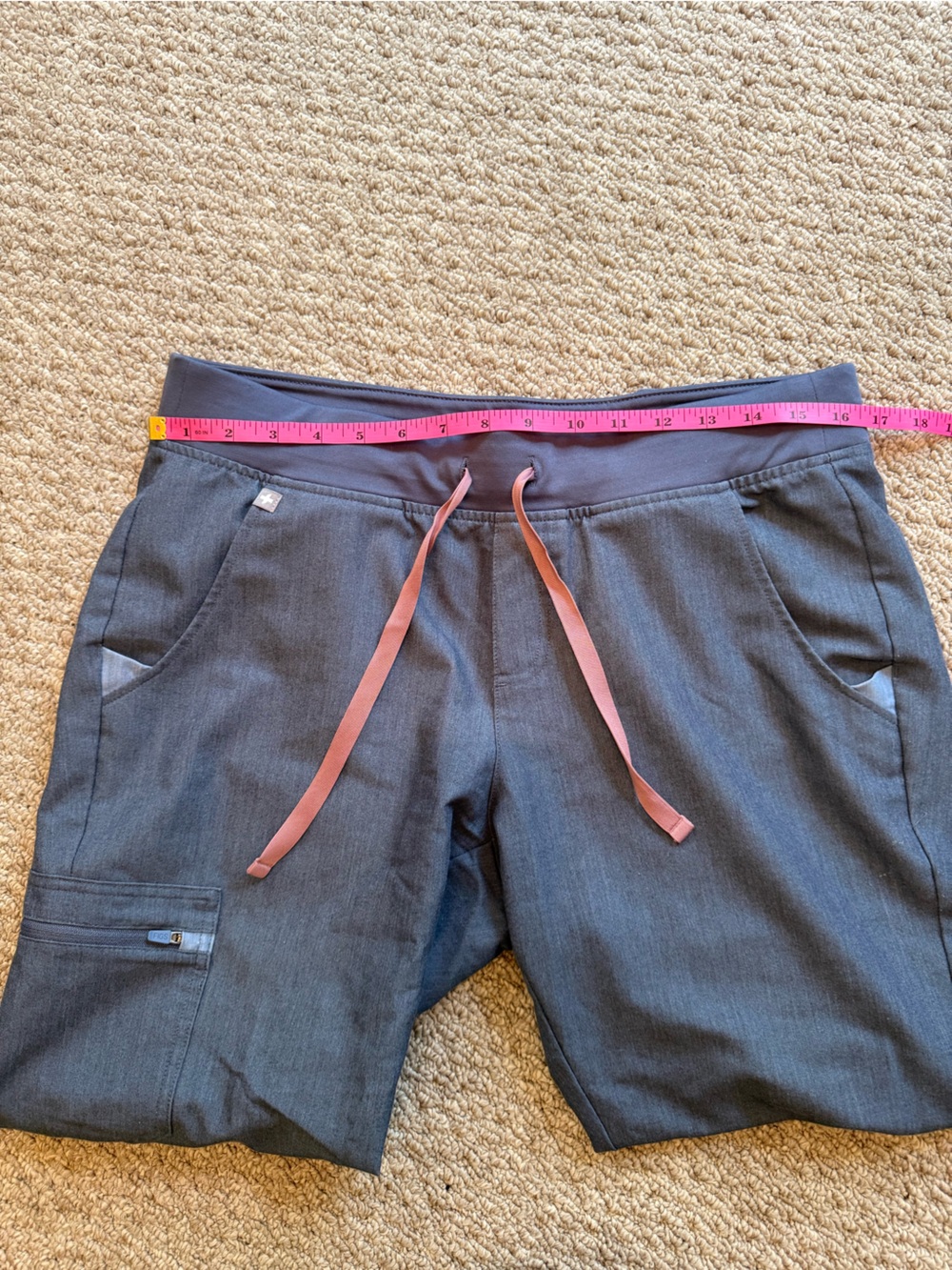 FIGS Charcoal Joggers with Pink Drawstrings